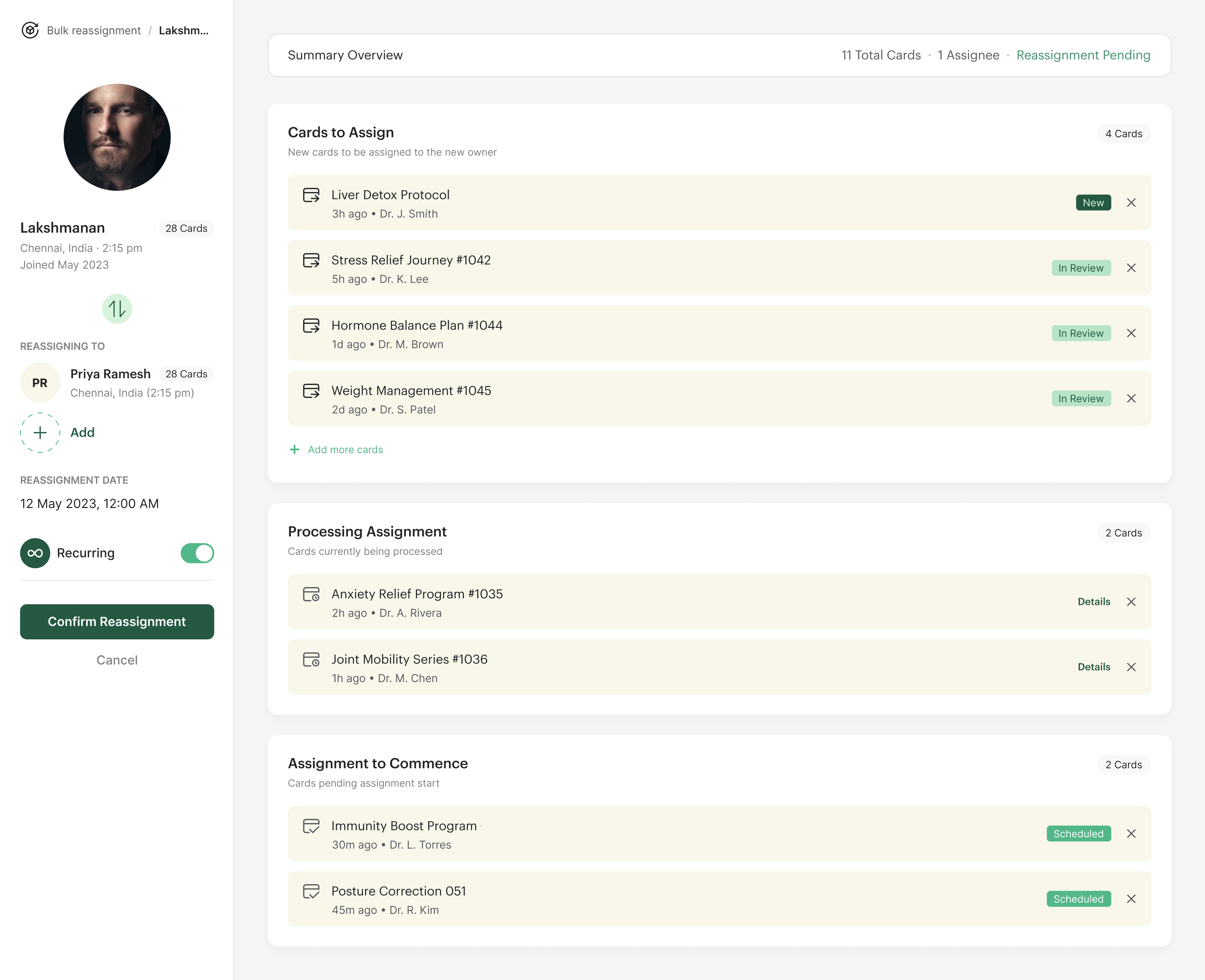 Bulk reassignment — tasks and handoffs on exit